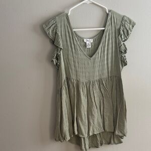 Japna Sage Green Ruffle Sleeve Blouse